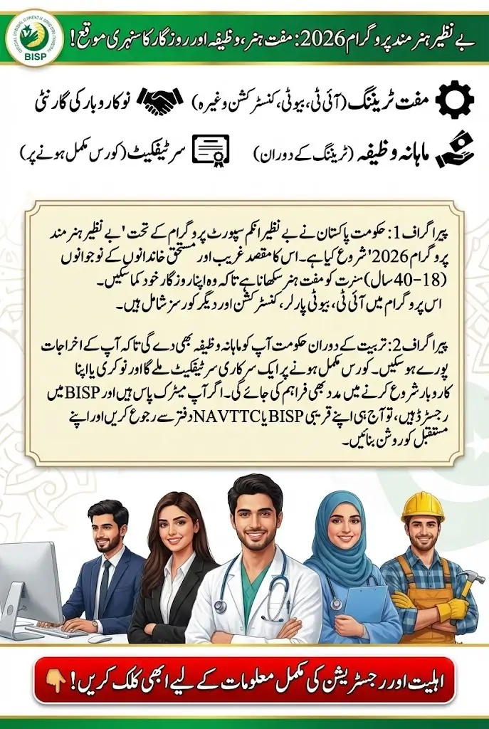 8171 Benazir Hunarmand Program 2026 IT, Construction, Beauty, and More Free Courses